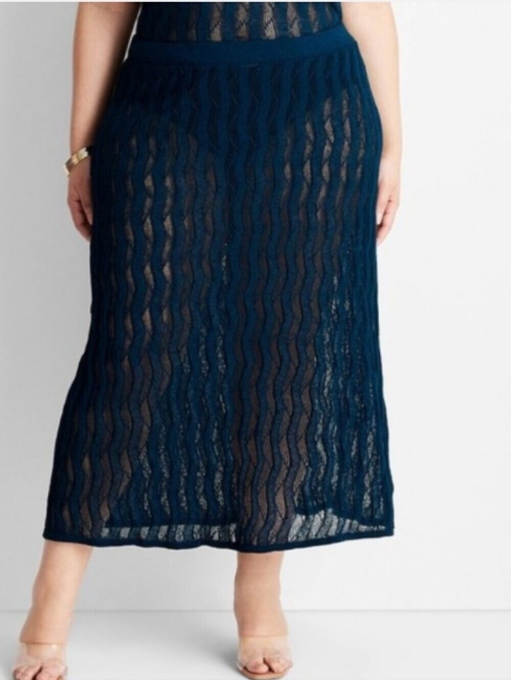 Women's Open Stitch Sweater Maxi Skirt Future Collective Navy 2X NWT